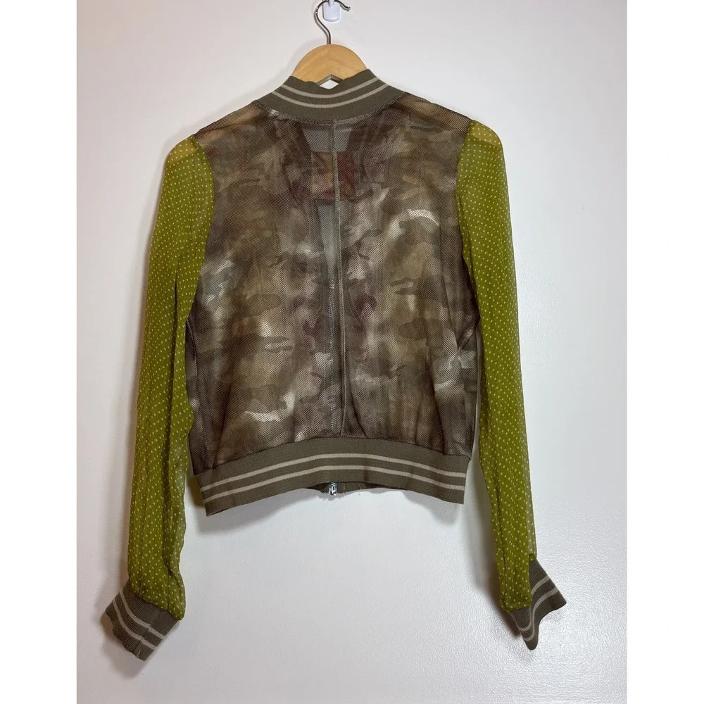 Wooxoom Paris Silk Patchwork Bomber Jacket Embroidered Mesh Green T3 Medium Rare